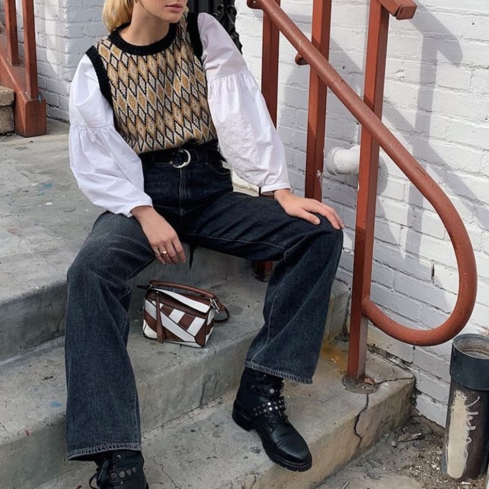 Munthe argyle metallic knitted vest